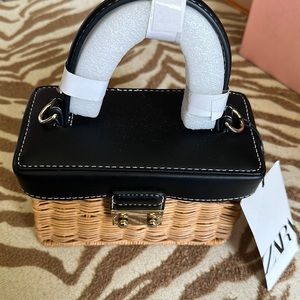 Zara top handle woven bag